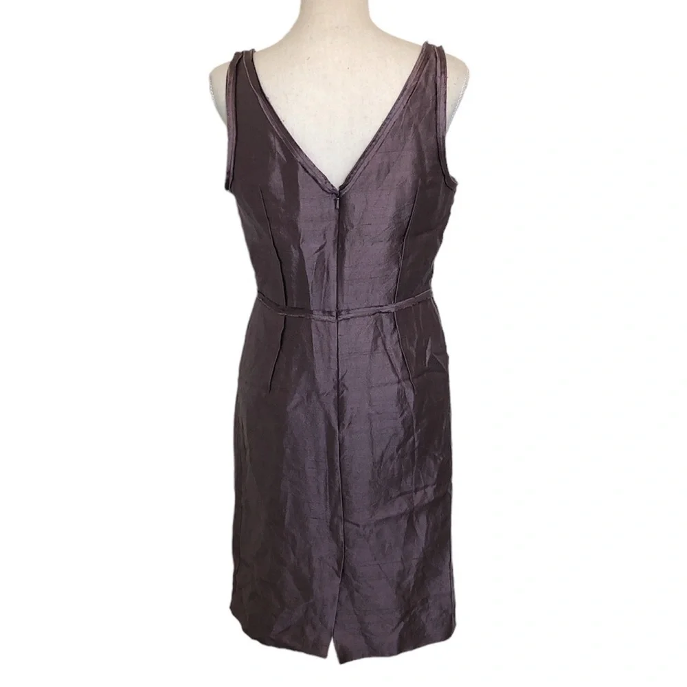 TALBOTS Sheath Dress Women's Size 8 Purple Square Neck Sleeveless Silk Wool - Picture 11 of 12
